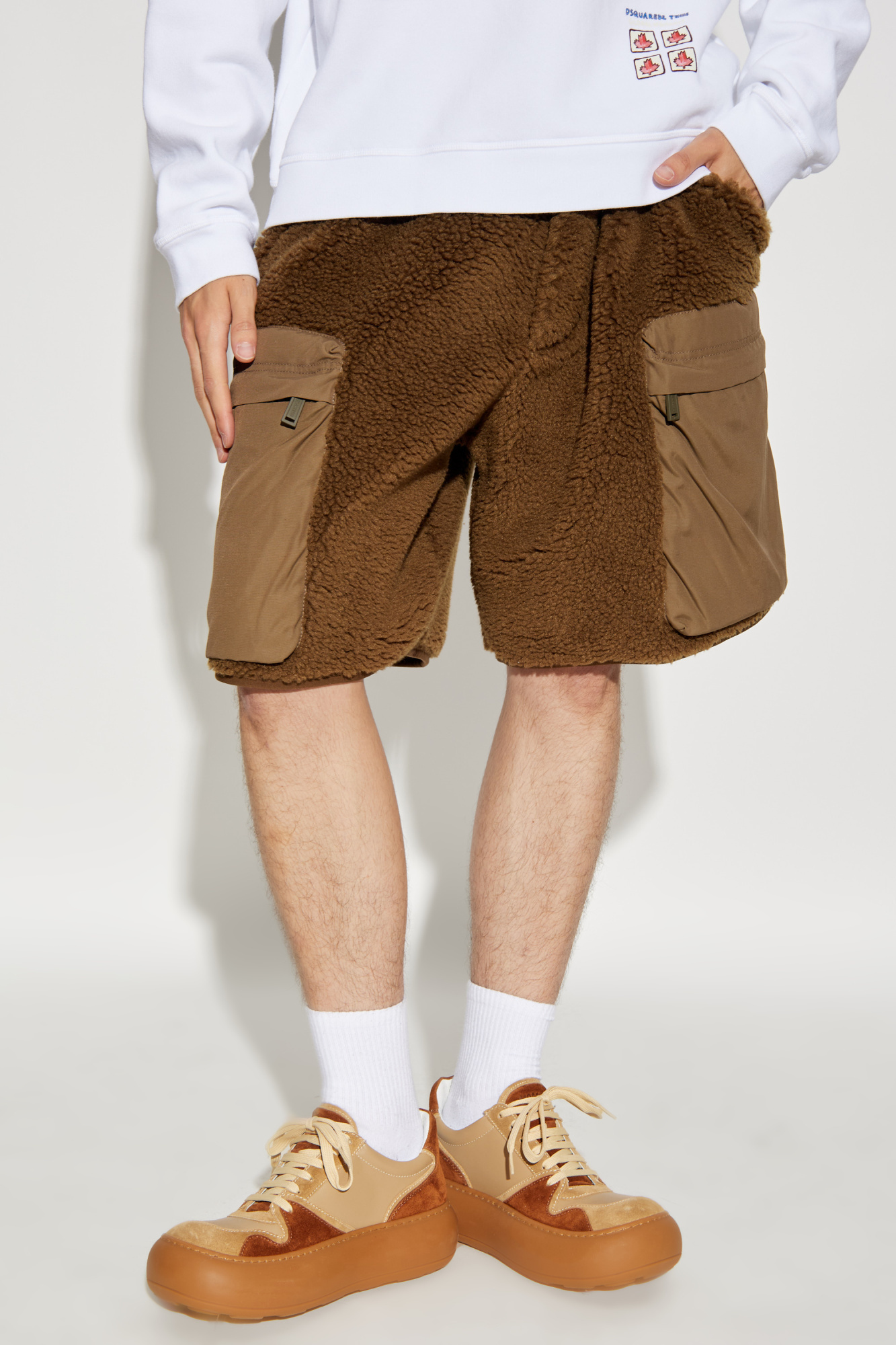 Dsquared2 Fleece-texture Shorts In Brown