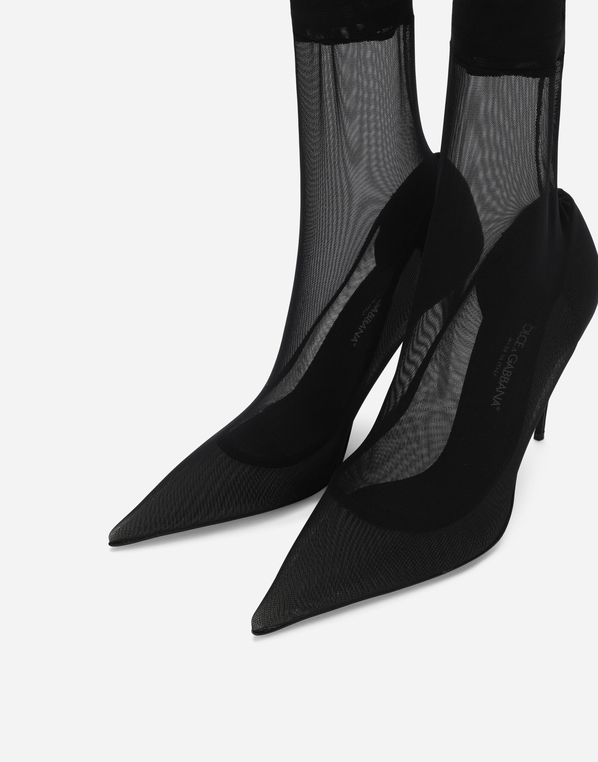 Dolce & Gabbana Kim 105 Sheer Sock Ankle Boots In Black