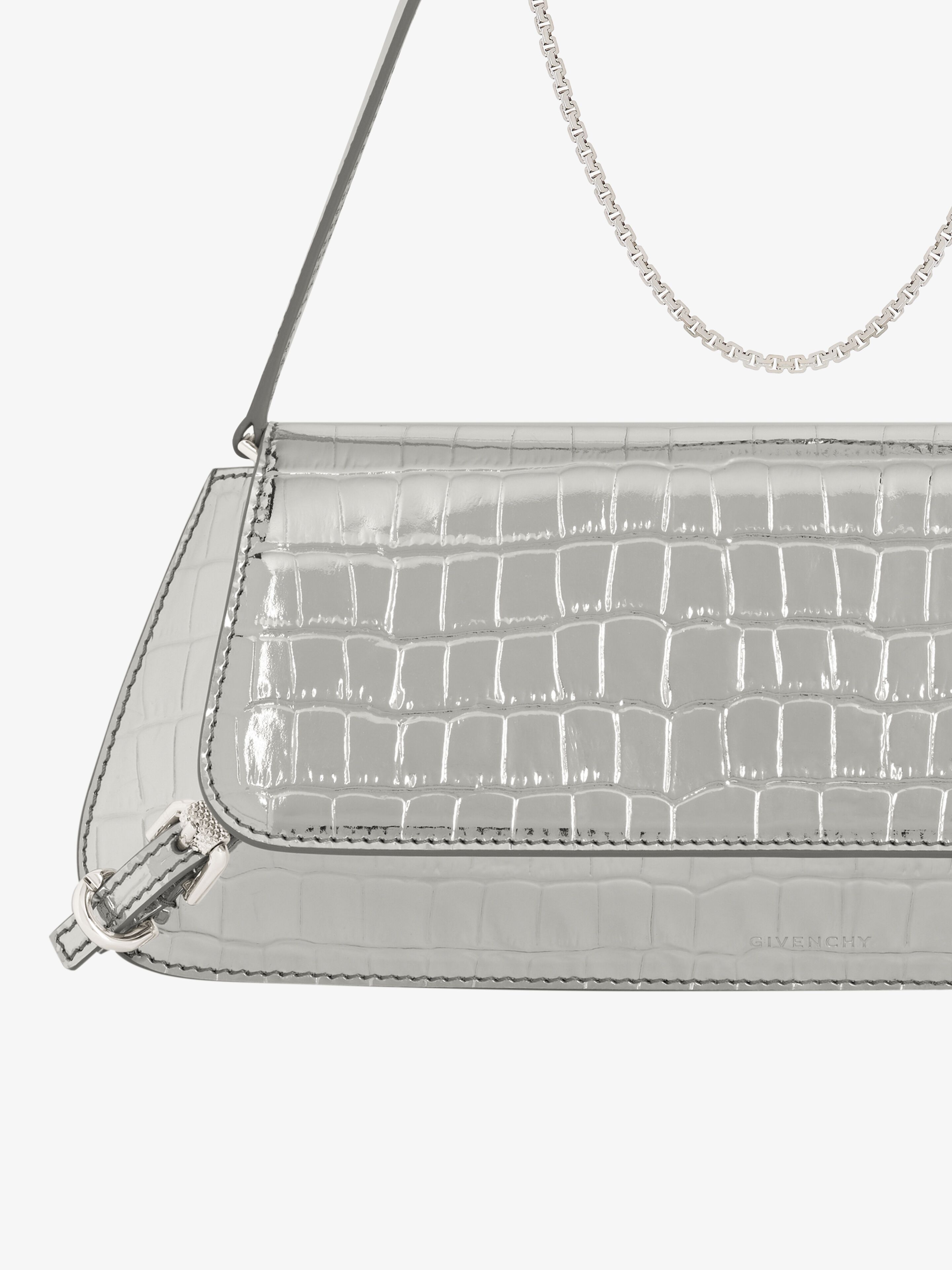 Givenchy Voyou Clutch Bag In Crocodile Effect Leather In Gray