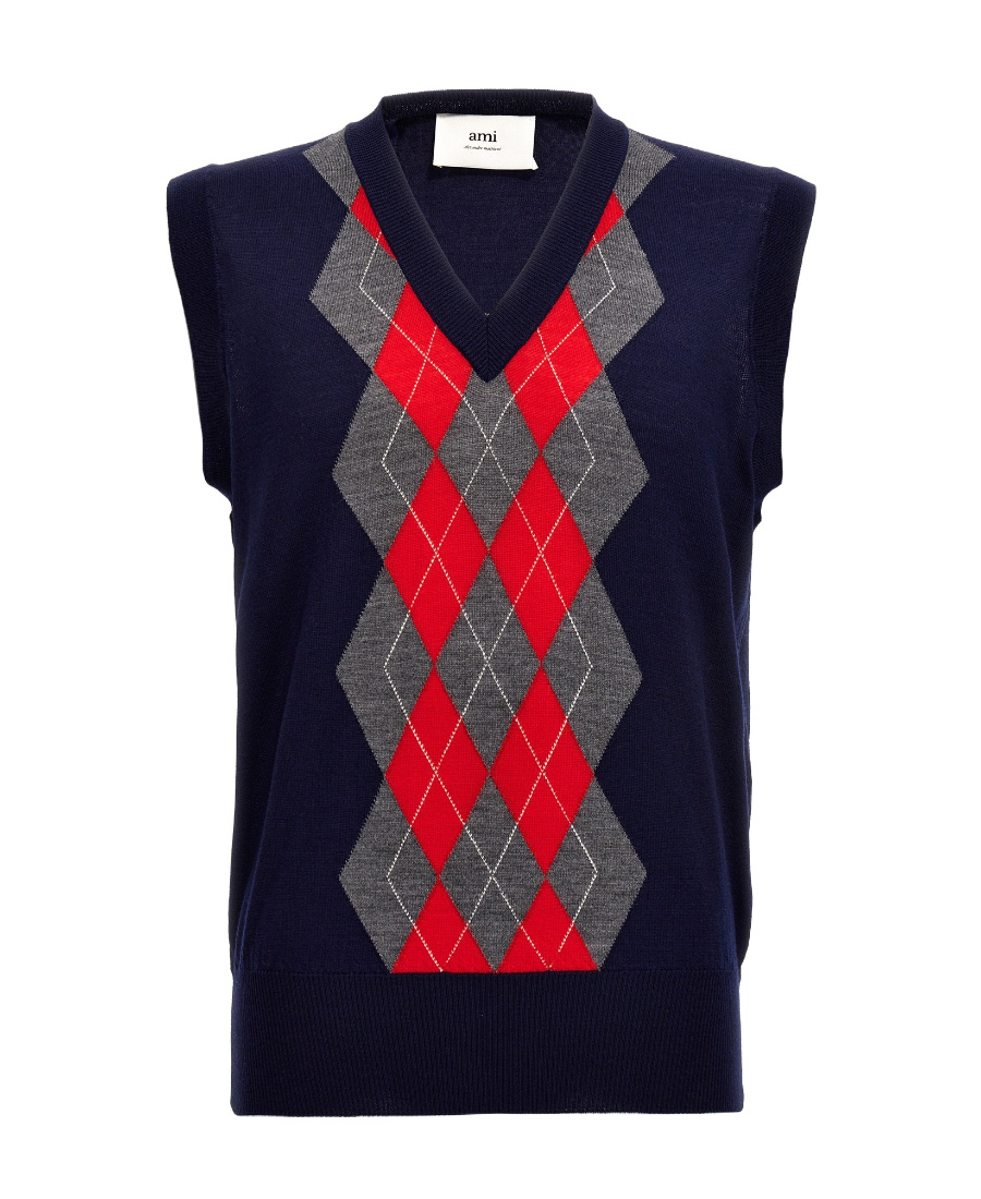 Ami Alexandre Mattiussi Logo Knitted Vest In Black