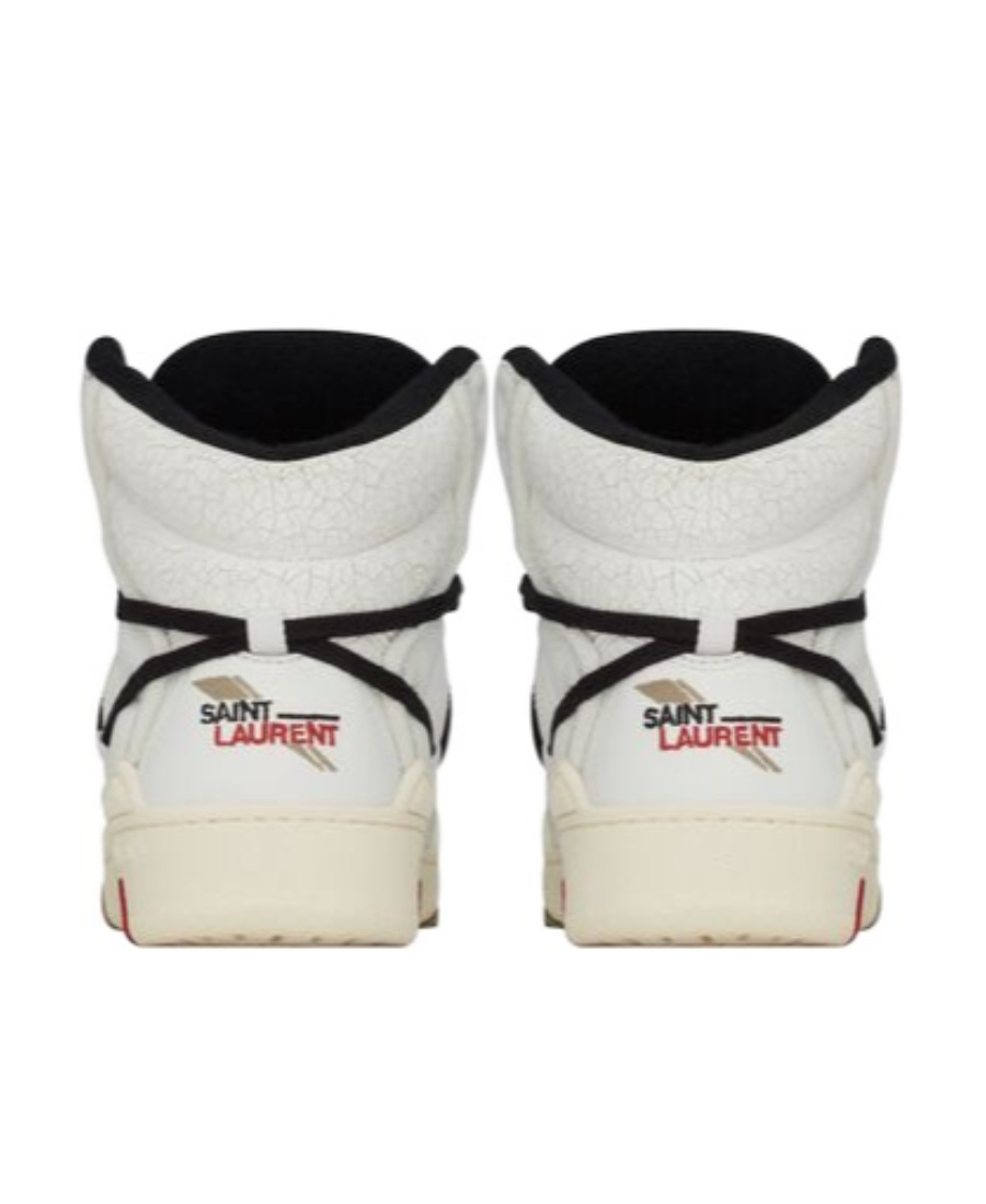 Saint Laurent Smith Striped Hi-top Sneakers In White
