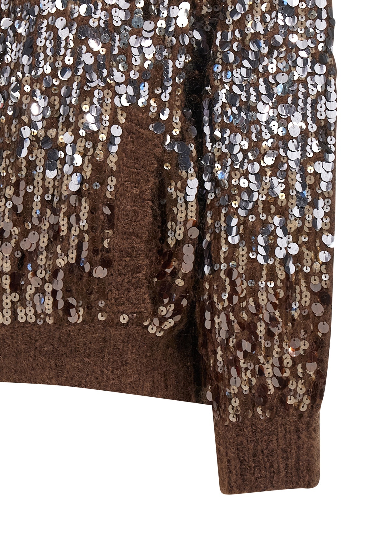 Brunello Cucinelli Sparkling Ombre Embroidery Cardigan In Brown