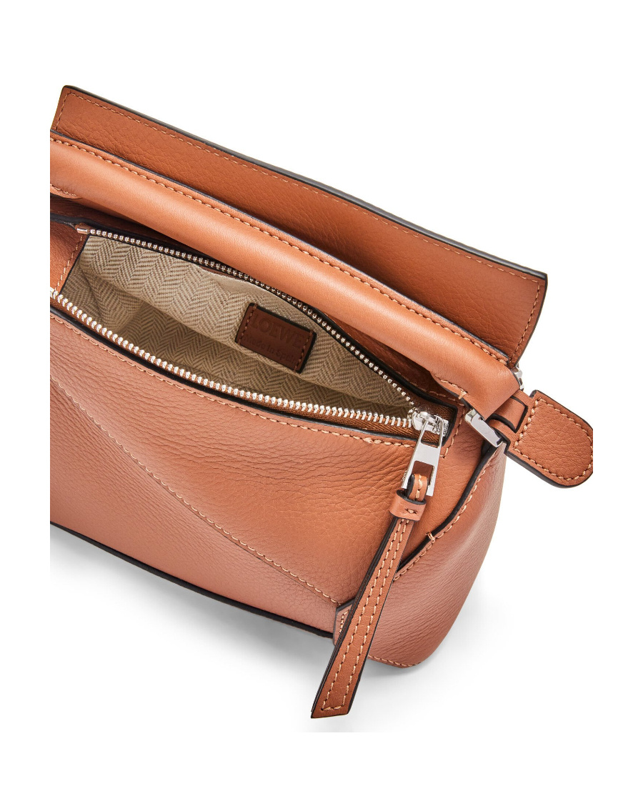 Loewe Puzzle Edge Mini Textured-leather Shoulder Bag In Brown