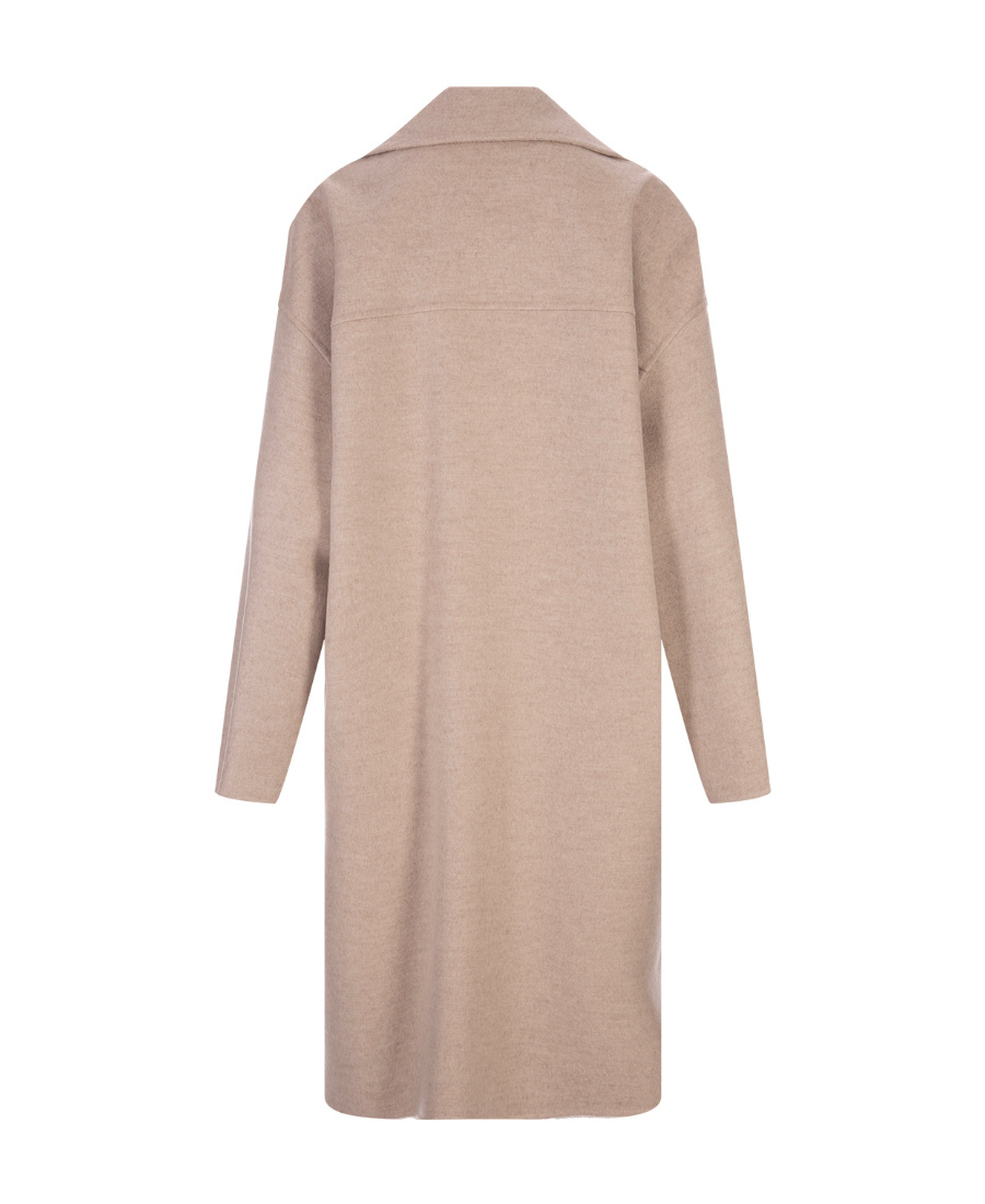 Max Mara Long-sleeved Lapel Coat In Nude