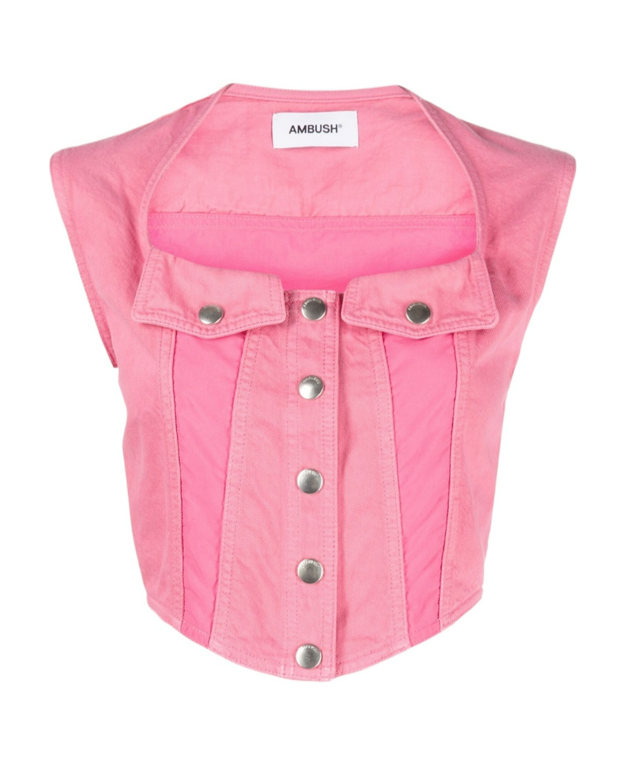 Ambush Denim Top In Pink