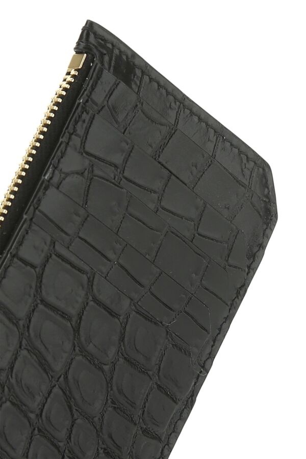 Saint Laurent Fragments Crocodile-effect Wallet In Black