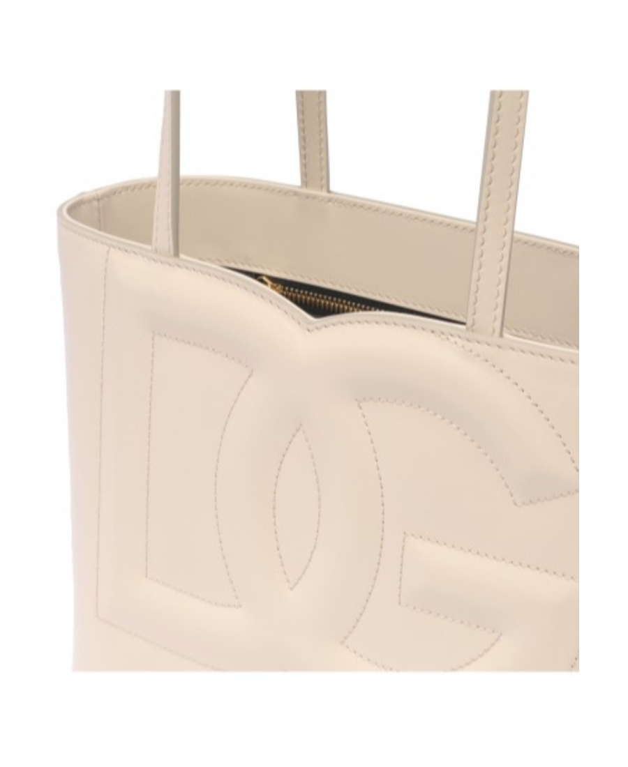 Dolce & Gabbana Small Dg Logo Leather Tote Bag In Nude