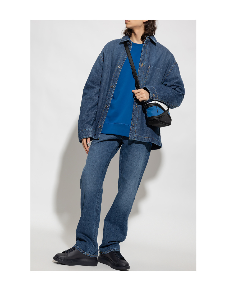 Alexander Mcqueen Turn-up Cuff Straight-leg Jans In Blue