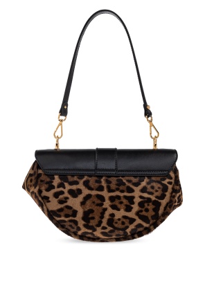 Versace Leopard Print Shoulder Bag In Black