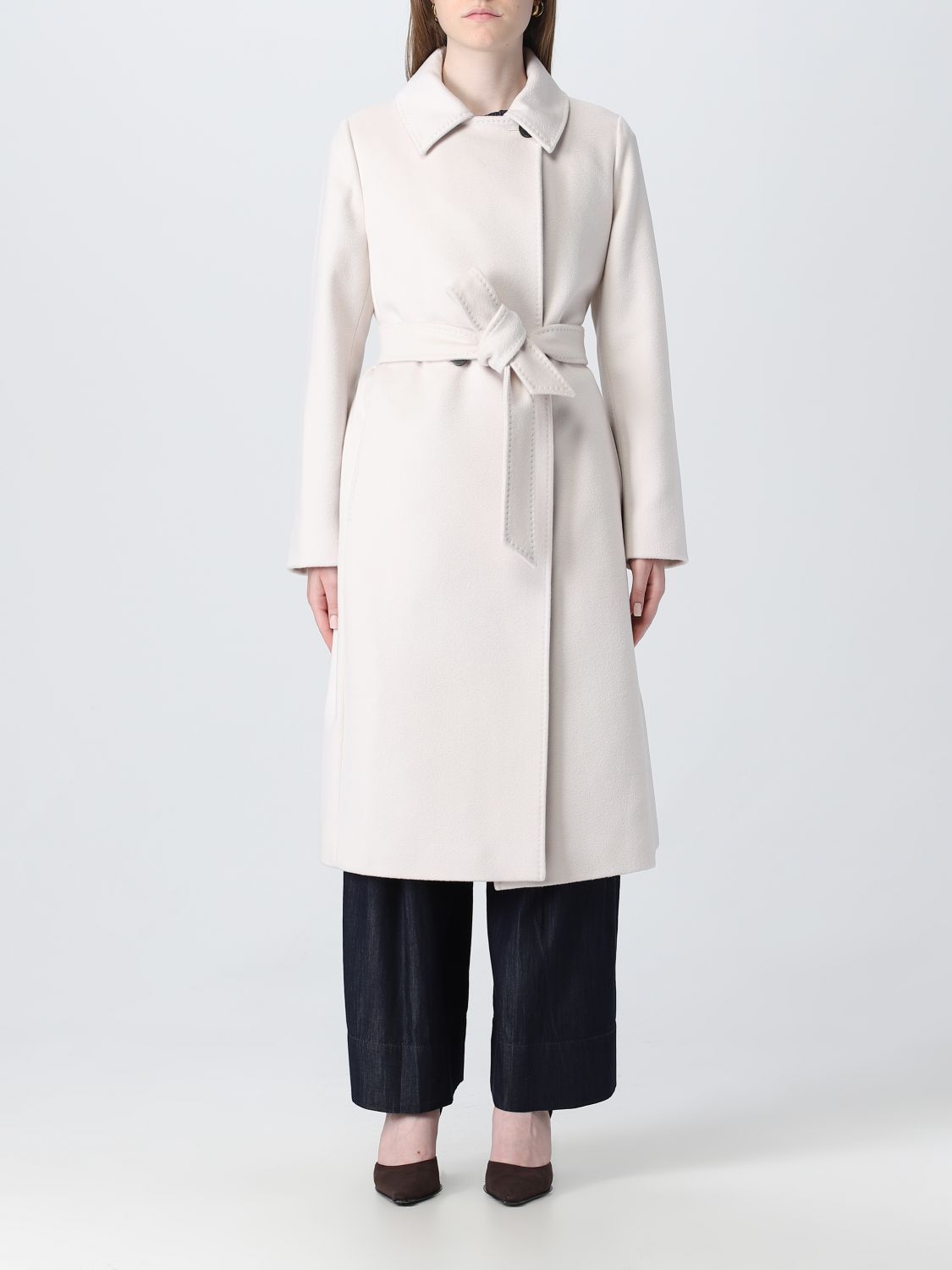Max Mara Wool Robe Overcoat In White
