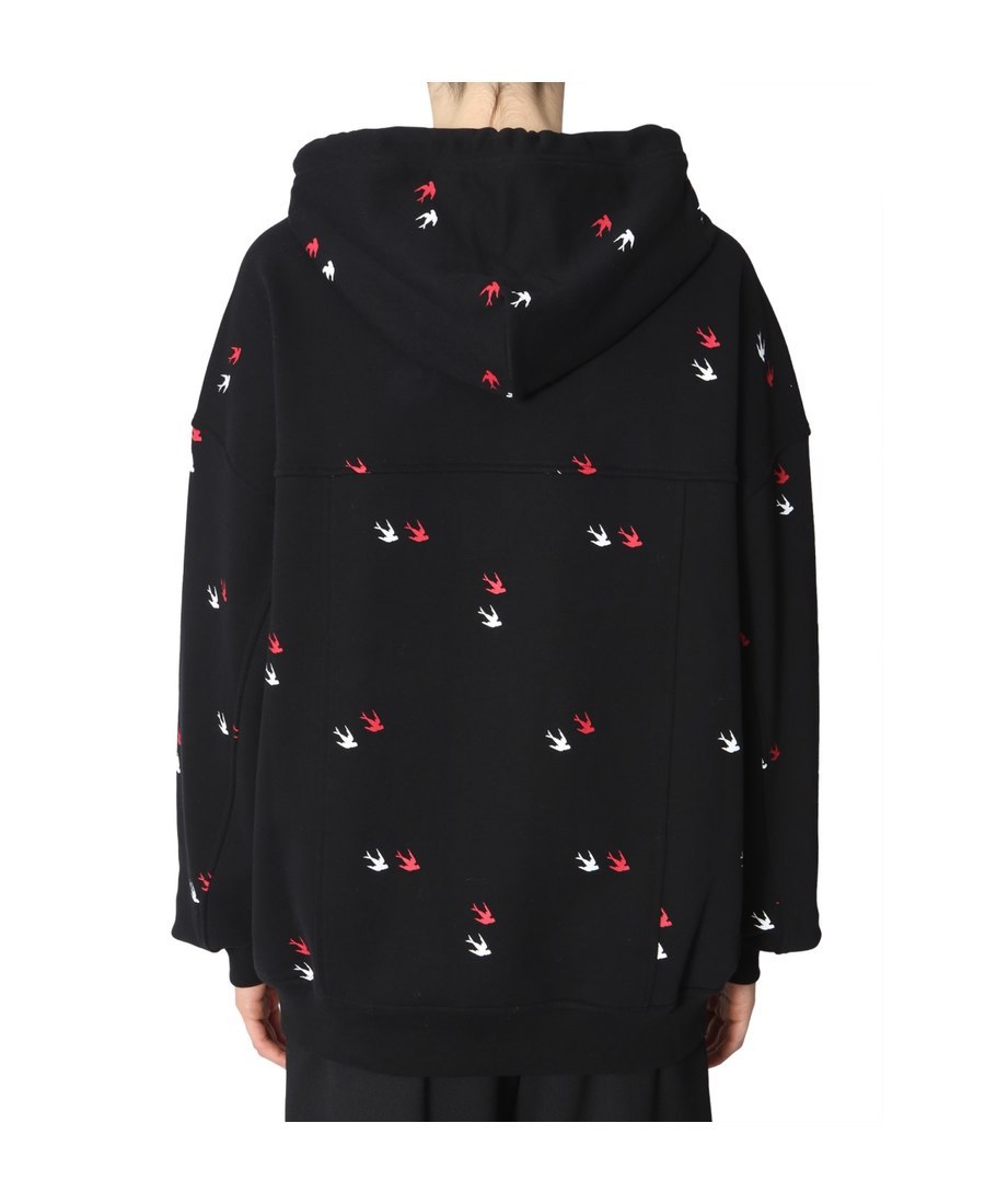 Mcq By Alexander Mcqueen Swallow Printed Sweater In Black