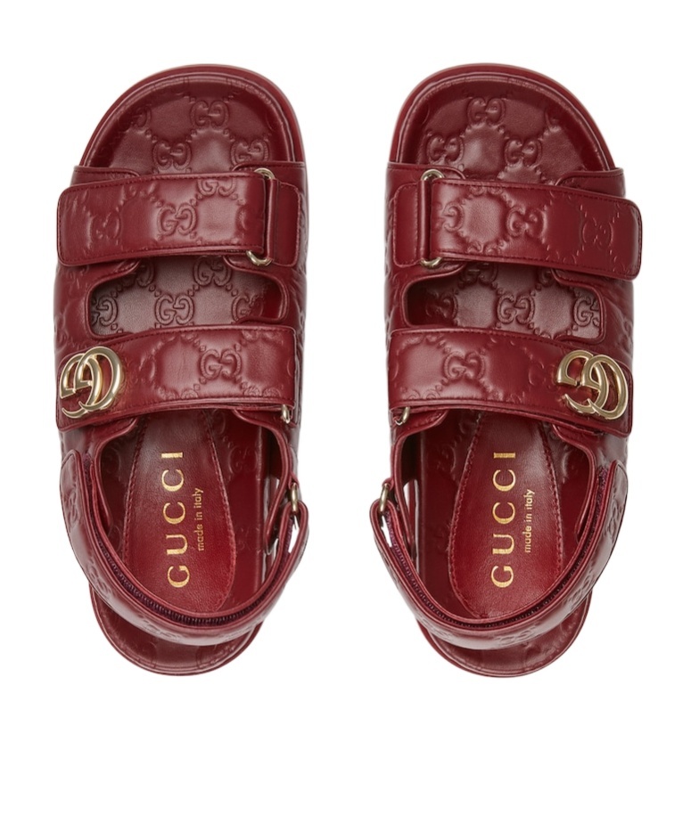 Gucci Double G Flat Sandals In Red