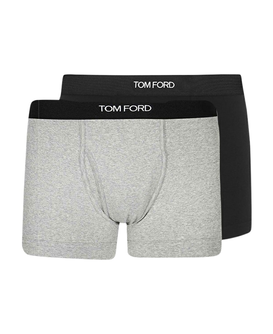 Tom Ford Logo-tape Detail Boxers (pack Of 2) In Gray