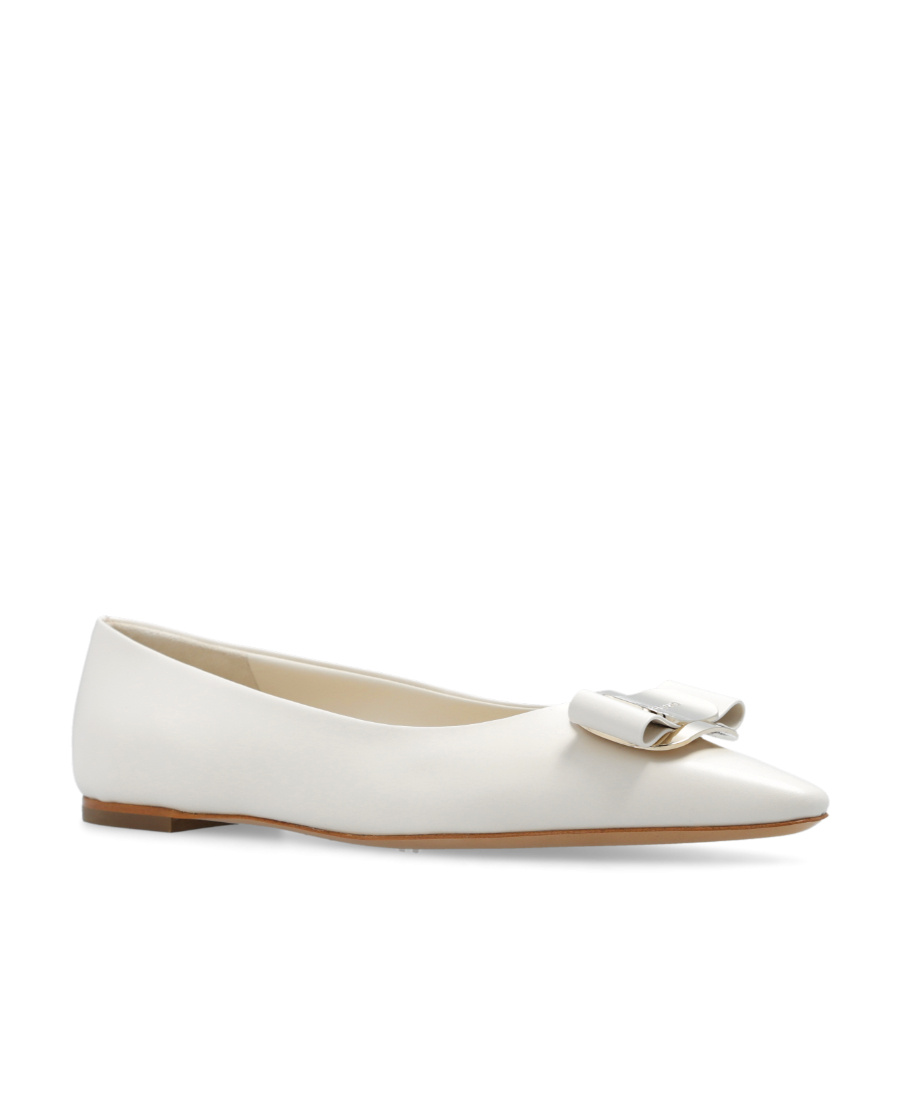 Ferragamo New Vara Plate Ballet Flat In White