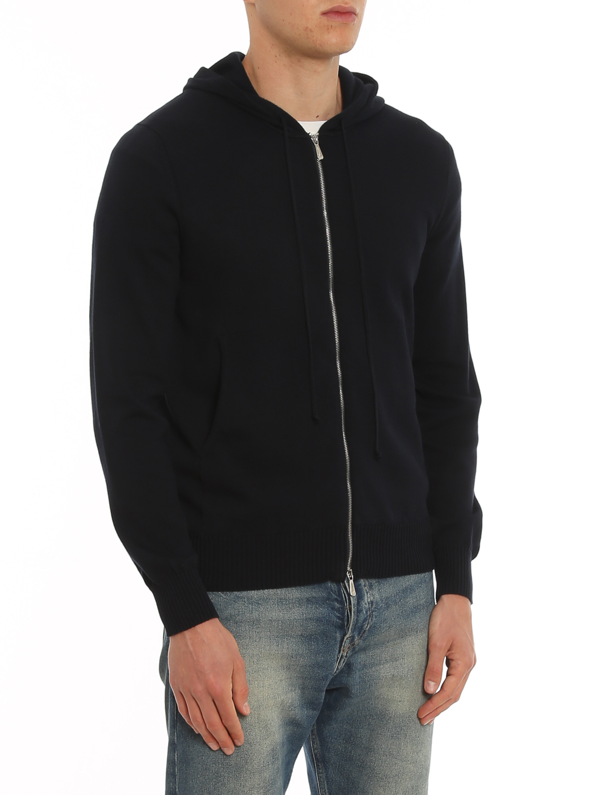 Drumohr Knitted Zip-up Hoodie In Black