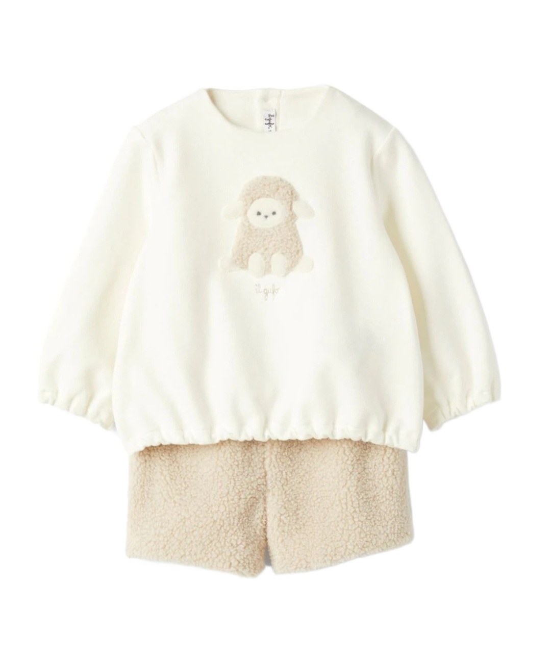 Il Gufo Sheep Appliqué Sweatshirt And Shorts Set In White