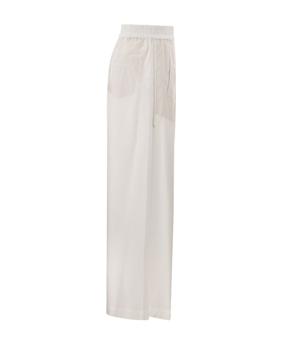 Brunello Cucinelli Women's Loose Fit Cotton Trousers In White