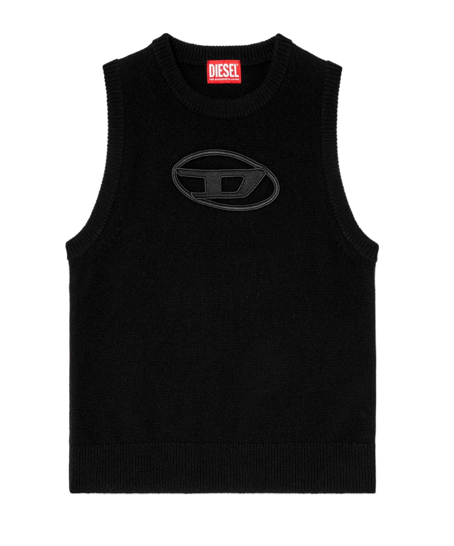 Diesel Knit Tank Top In Cashmere Blend In Black