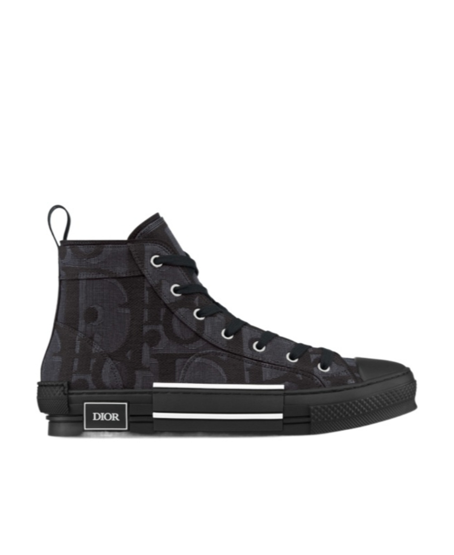 Dior Logo Tied With High-top Casual Sneakers In Black