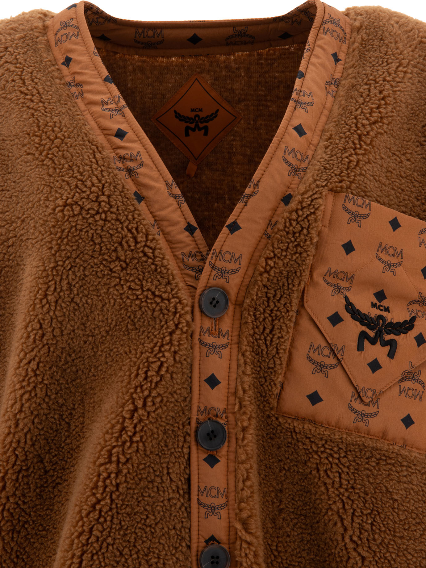 MCM MCM MONOGRAM POCKET FLEECE CARDIGAN 