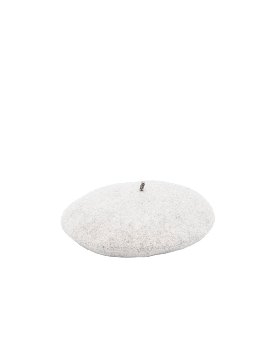 Brunello Cucinelli Bead Embellished Beret In White