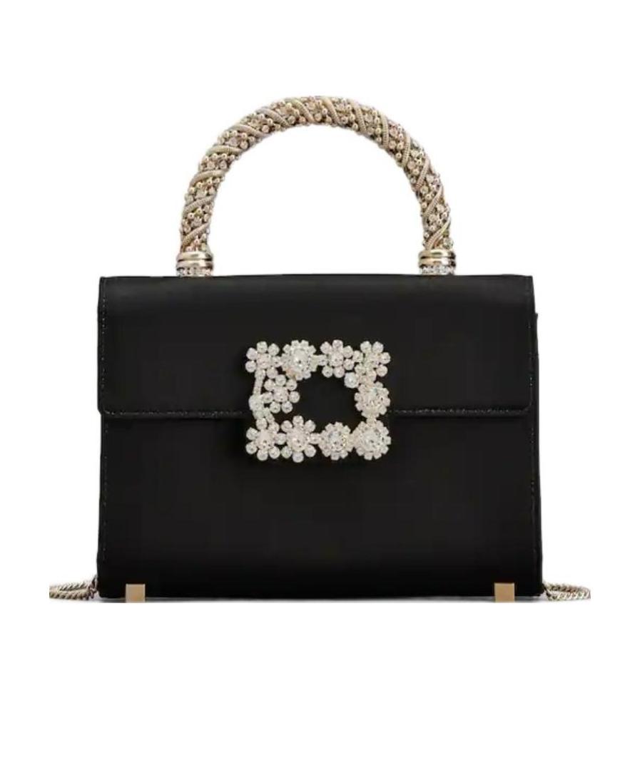 Roger Vivier Crystal Flower Crossbody Bag In Black