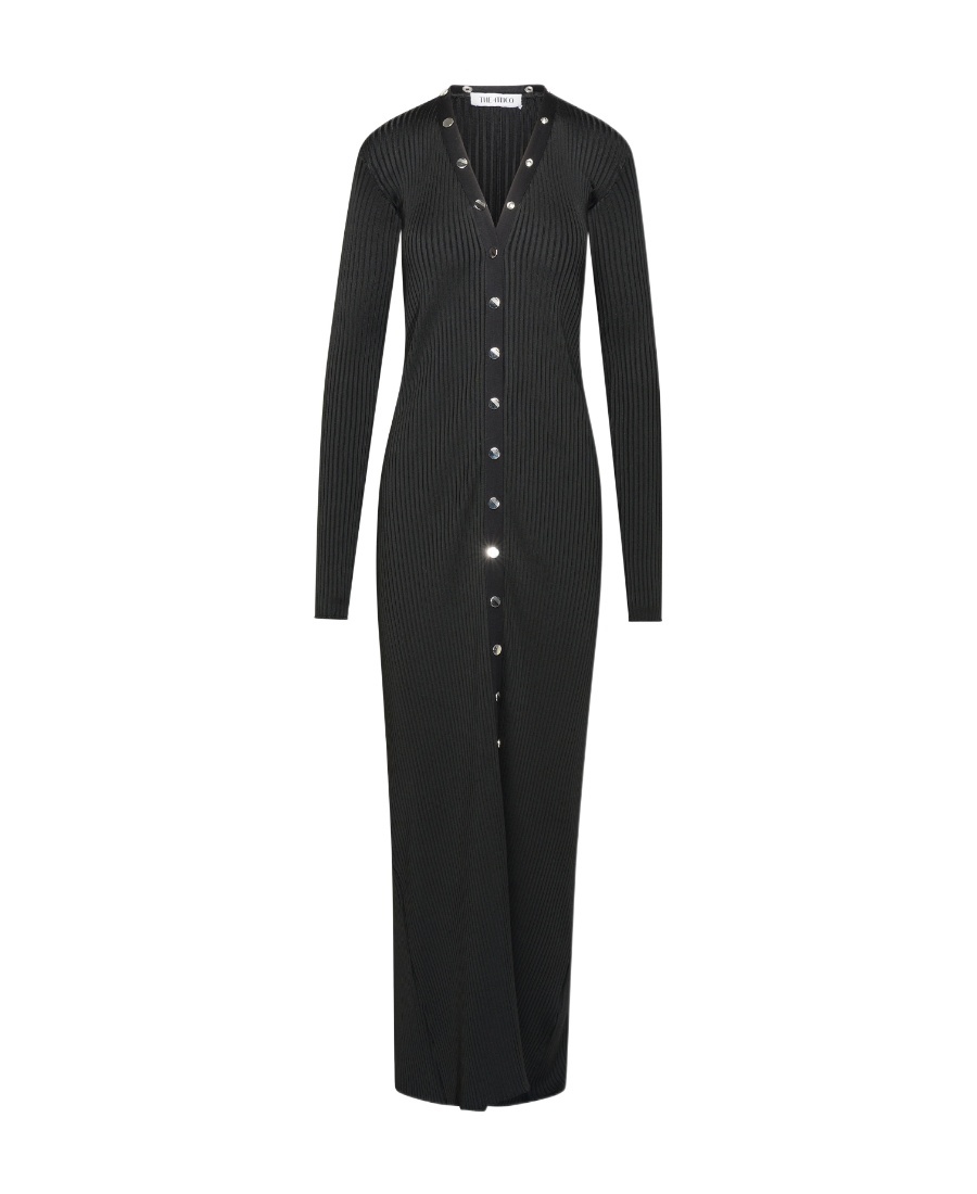 Attico Black Viscose Long Cardigan In Black