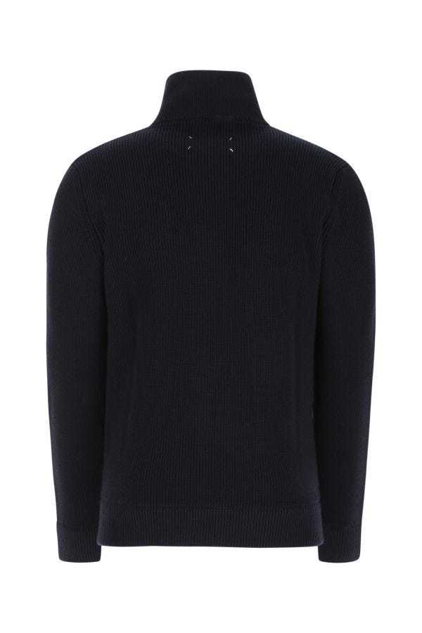 Maison Margiela Men Wool Blend Zipped Cardigan In Black