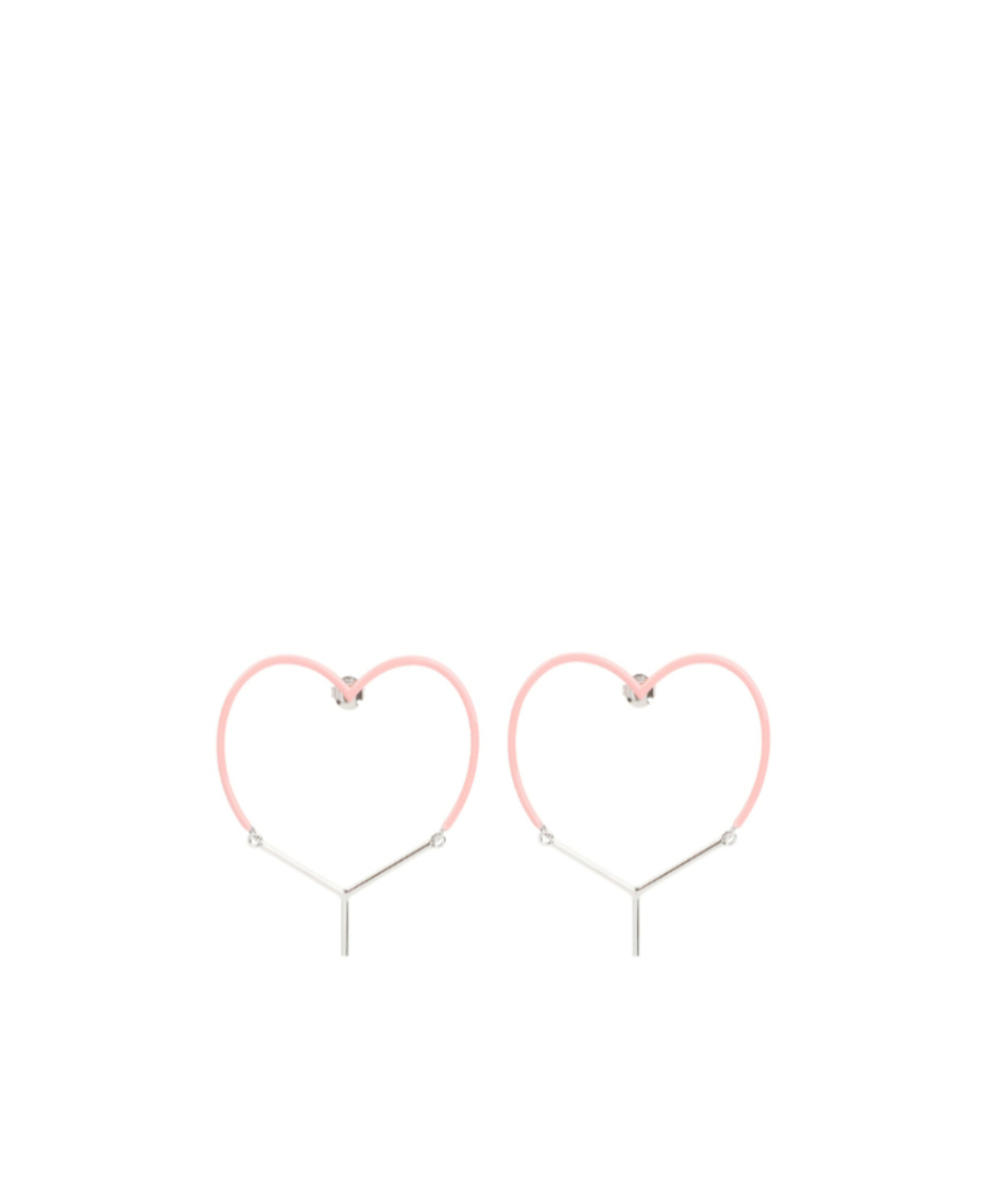 Y/project Two-toned Heart-shape Drop Earrings In Pink