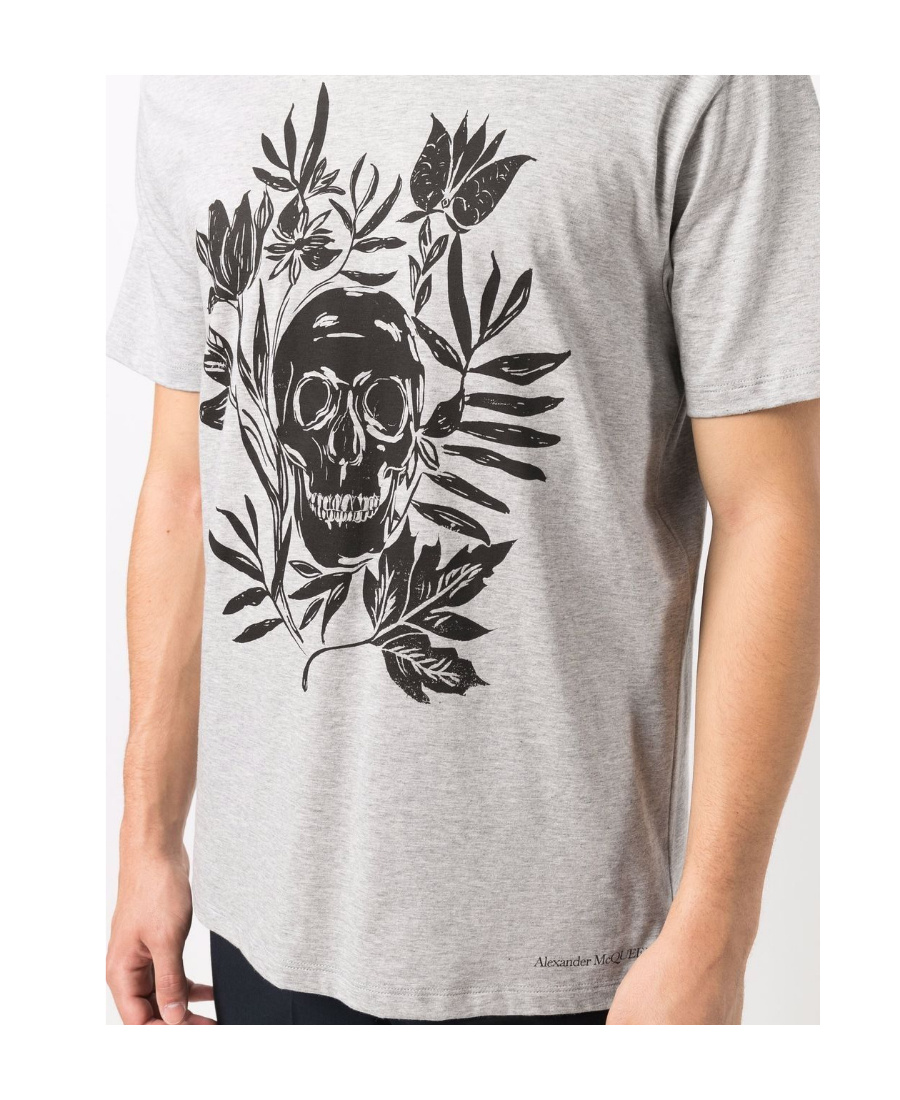 Alexander Mcqueen Pattern Printed Short-sleeved T-shirt In Gray