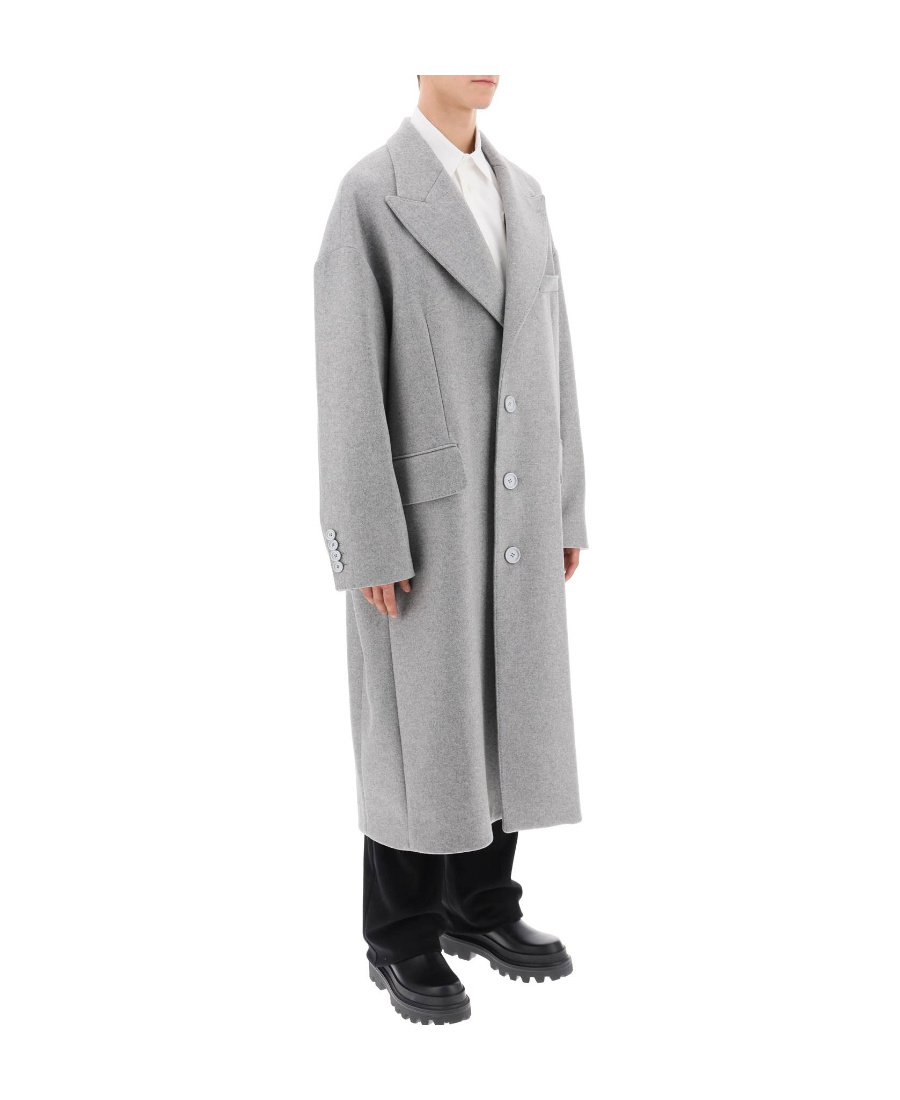 Dolce & Gabbana Oversize Single-breasted Wool-blend Coat In Gray