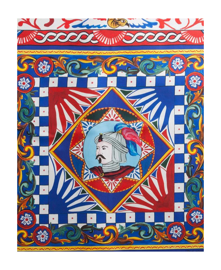 Dolce & Gabbana Geometric-print Multi-panel Scarf In Multicolor
