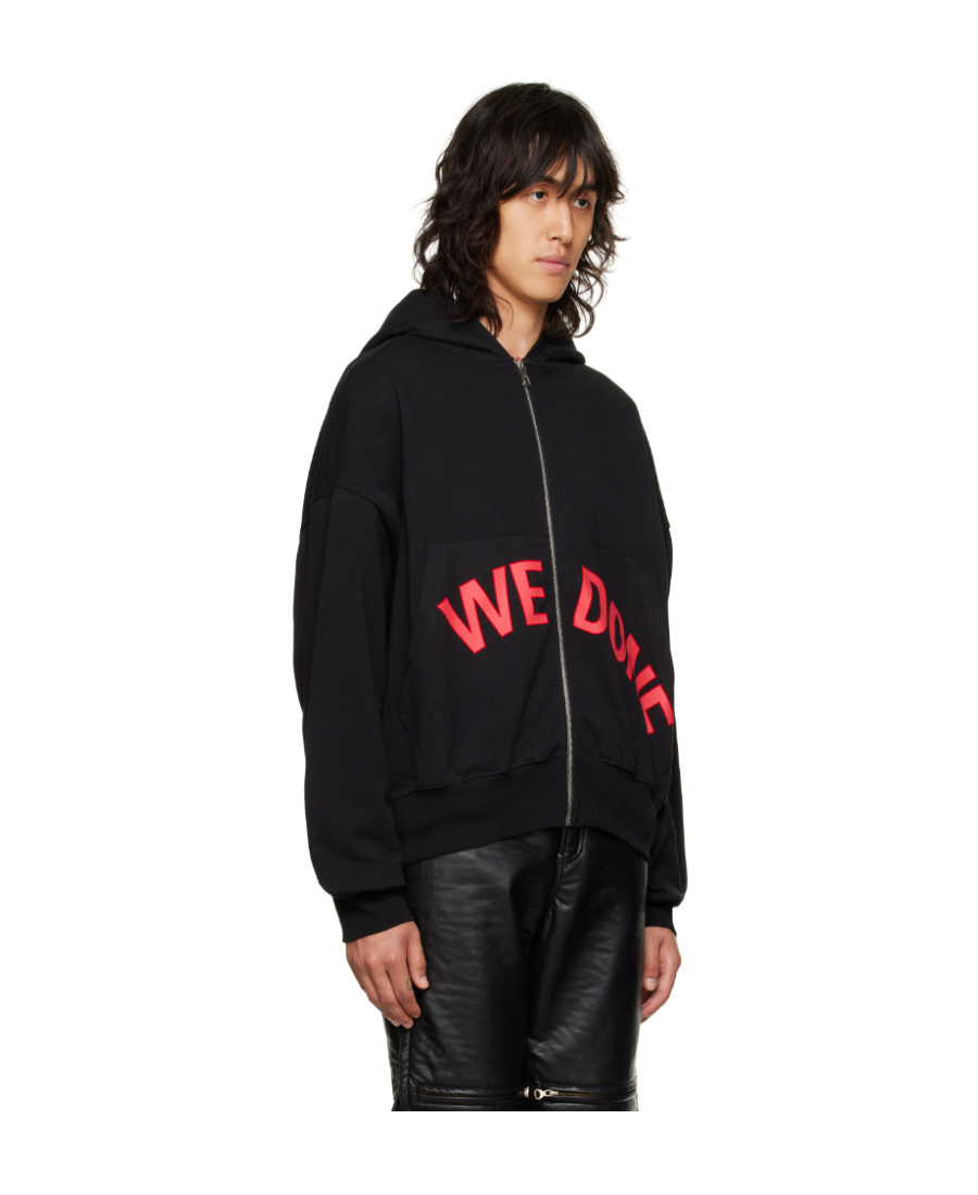 We11 Done Zipper Hooded Sweater In Black