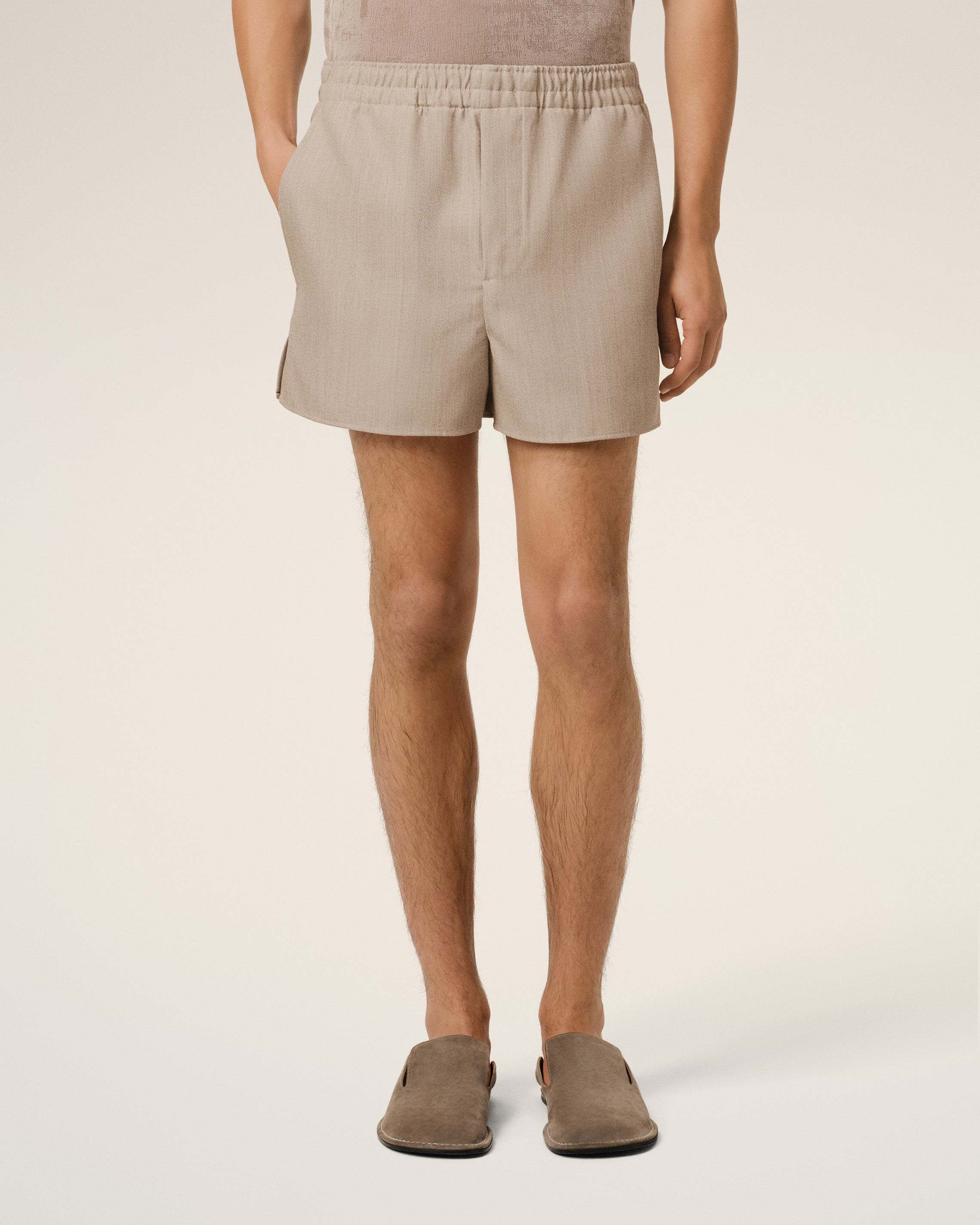 Ami Alexandre Mattiussi Wool Stretch Shorts In Ginger