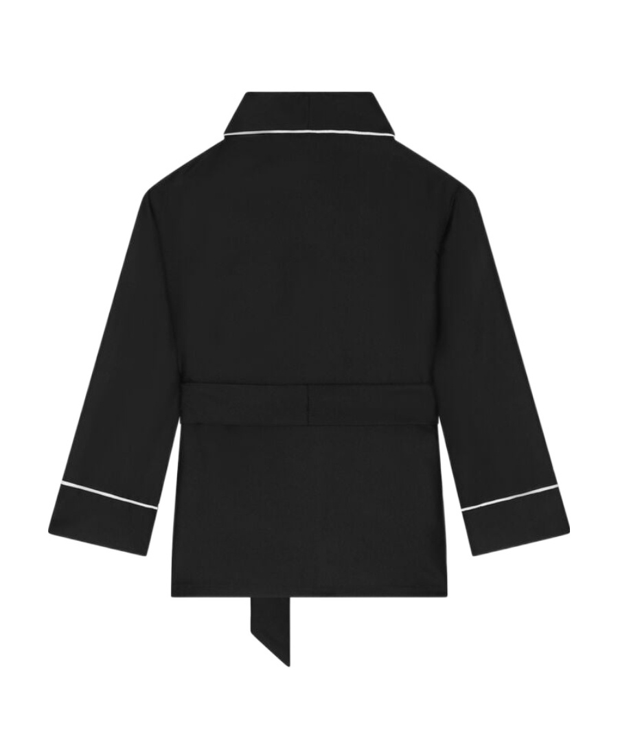 Dolce & Gabbana Logo-patch Button-front Silk Shirt In Black