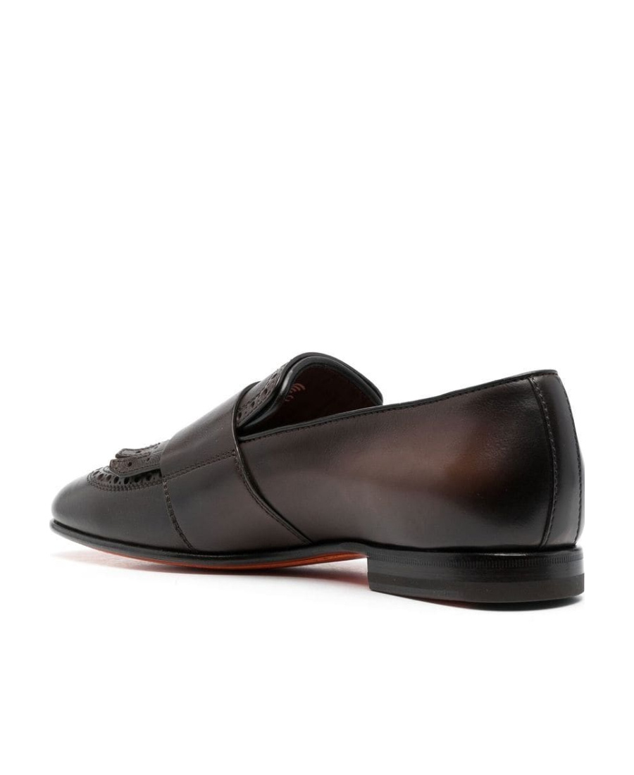 SANTONI SANTONI DOUBLE-BUCKLE ALMOND TOE LOAFERS