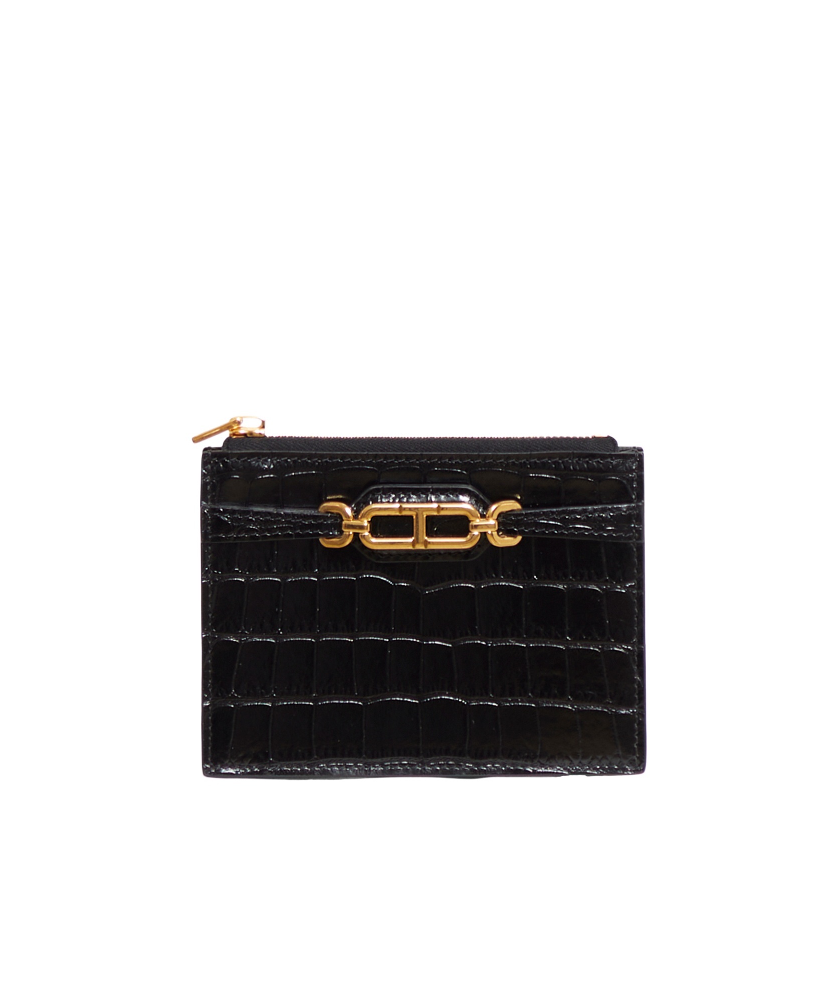 Tom Ford Embossed Whitney Zipped Card Holder In Black
