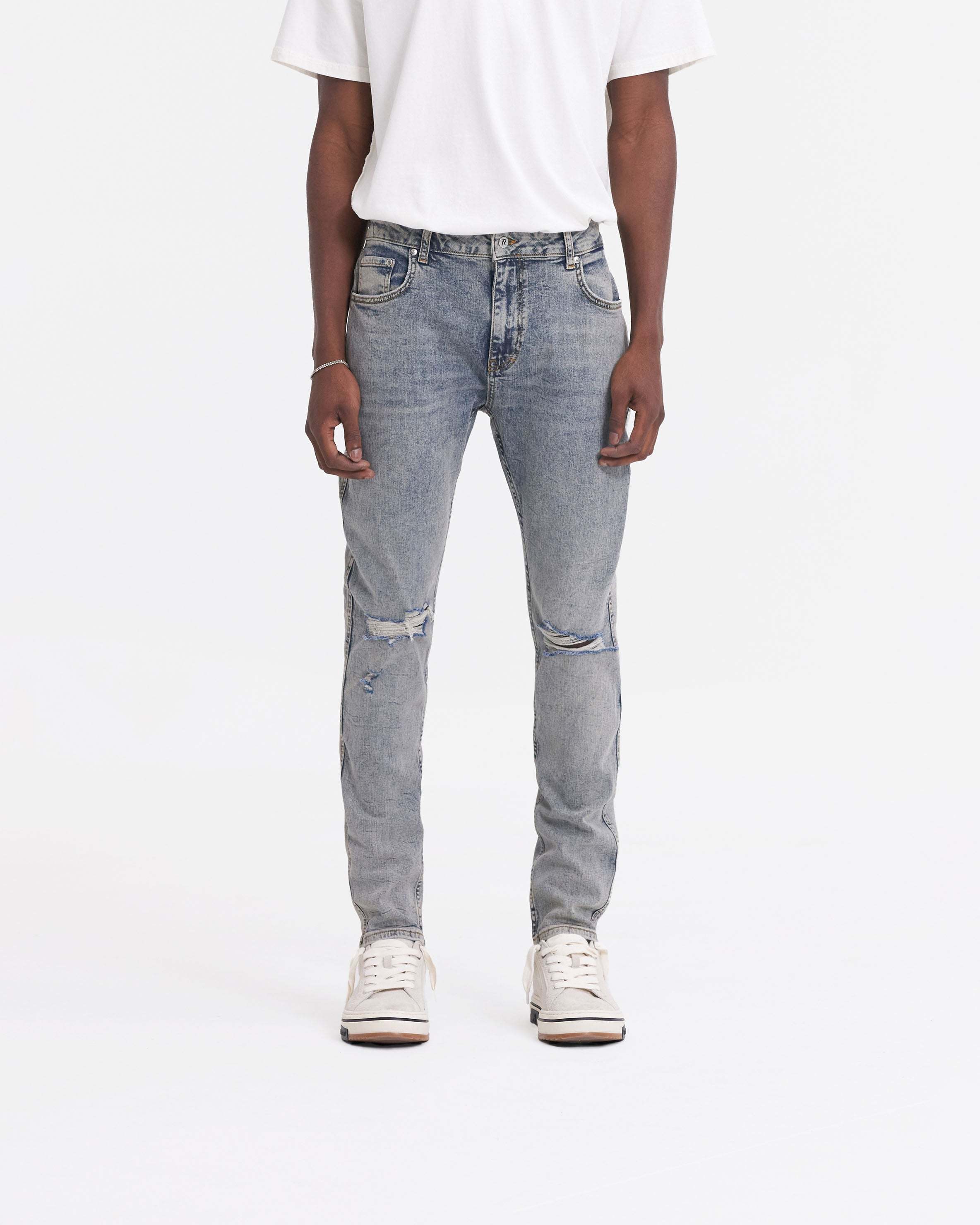 Represent R1 Destroyer Skinny Jeans In Gray