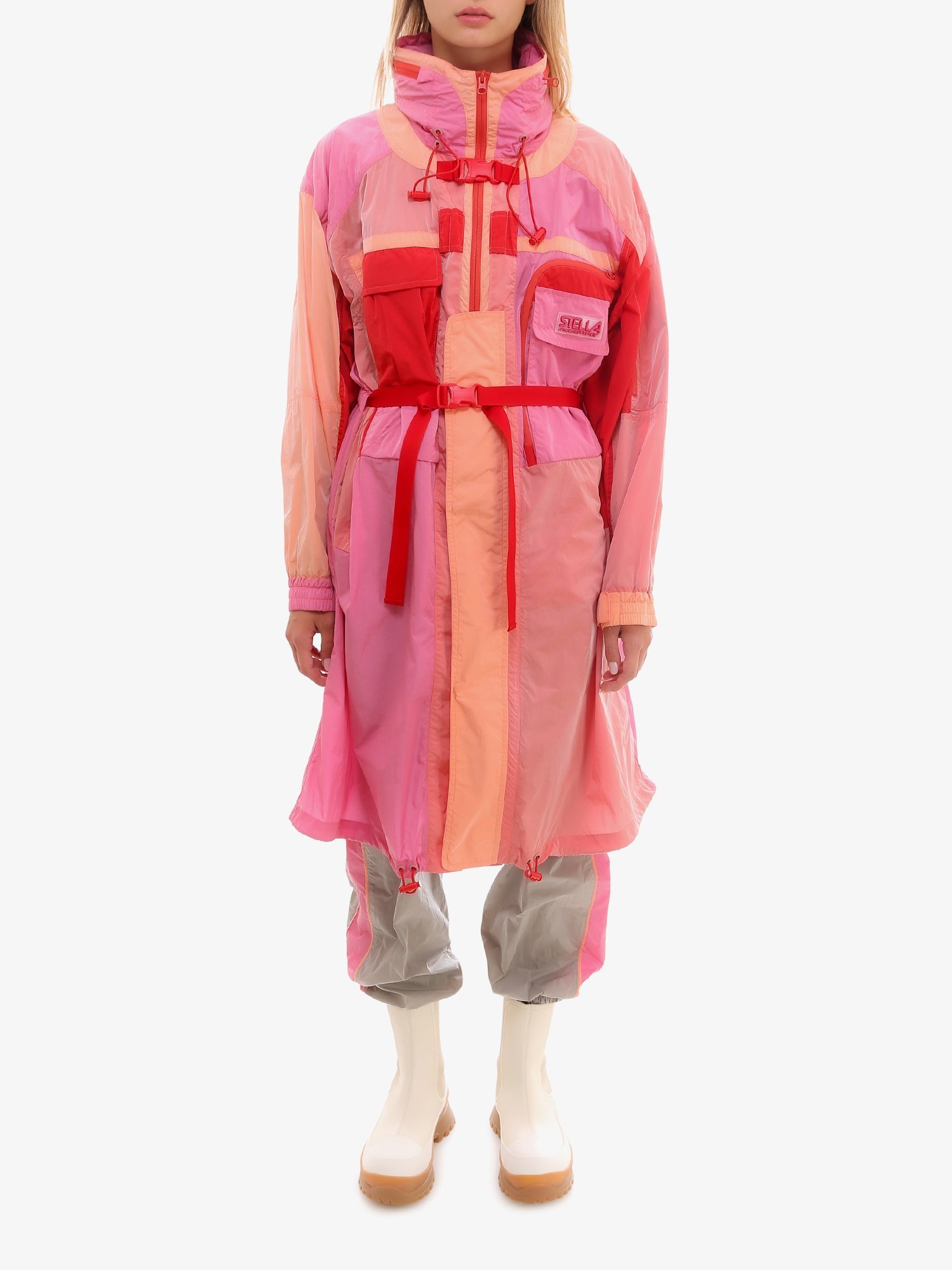 Stella Mccartney Maia Colorblock Utility Parka Jacket In Pink