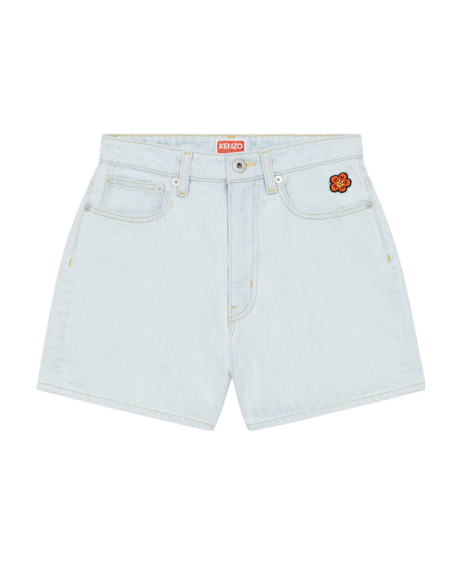 Kenzo Logo Denim Shorts In White