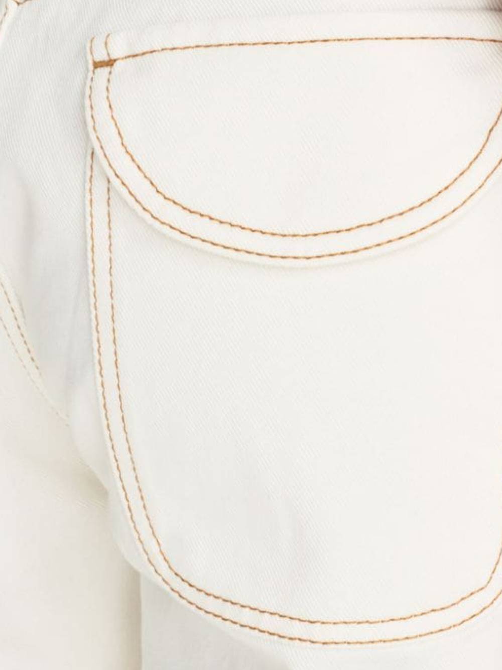 Off-white Contrast-stitching Denim Shorts In White