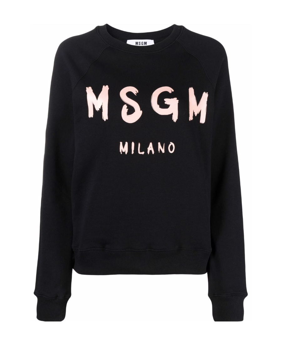 Msgm Logo-print Cotton Sweatshirt In Black