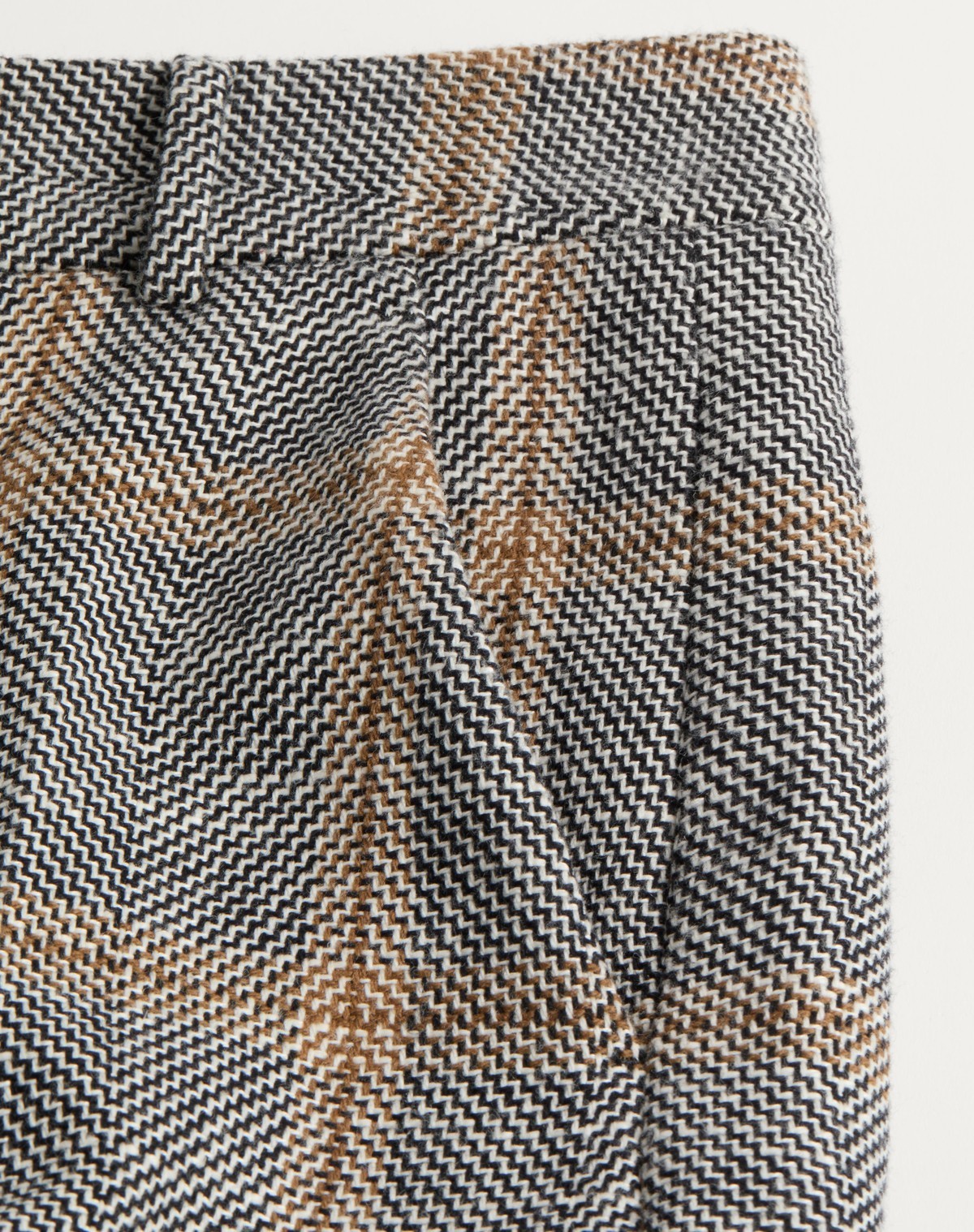 Valentino Wool Blend Trousers With Turn-up With Check Pattern In Gray