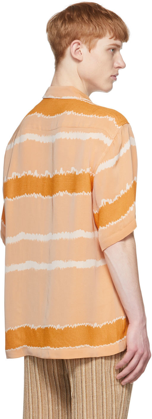 Cmmn Swdn Striped Lapel Short-sleeved Shirt In Nude