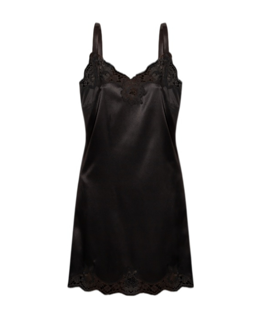 Dolce & Gabbana Lace-detailing Silk-blend Camisole In Black