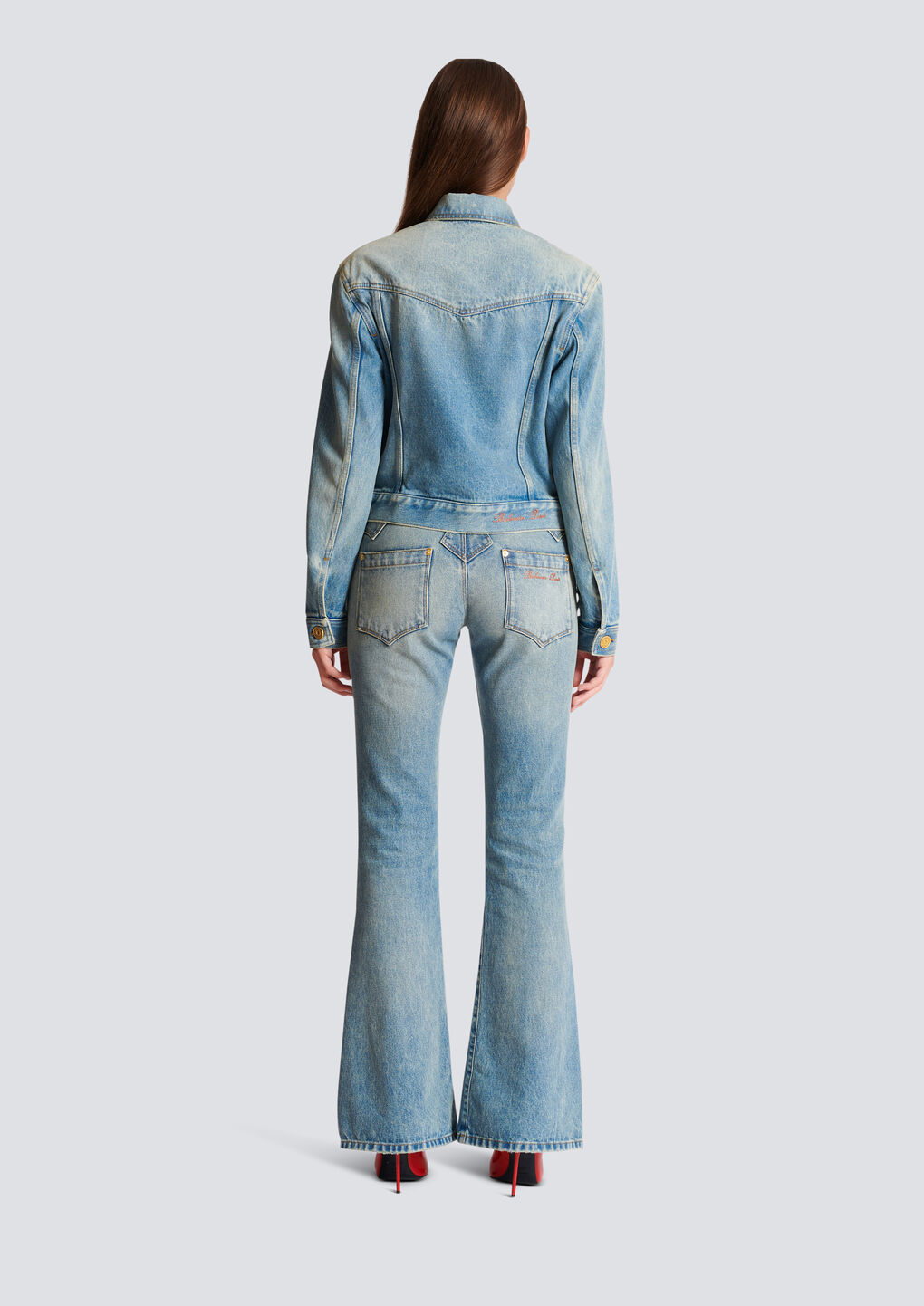Shop Balmain Vintage Denim Jacket In Blue