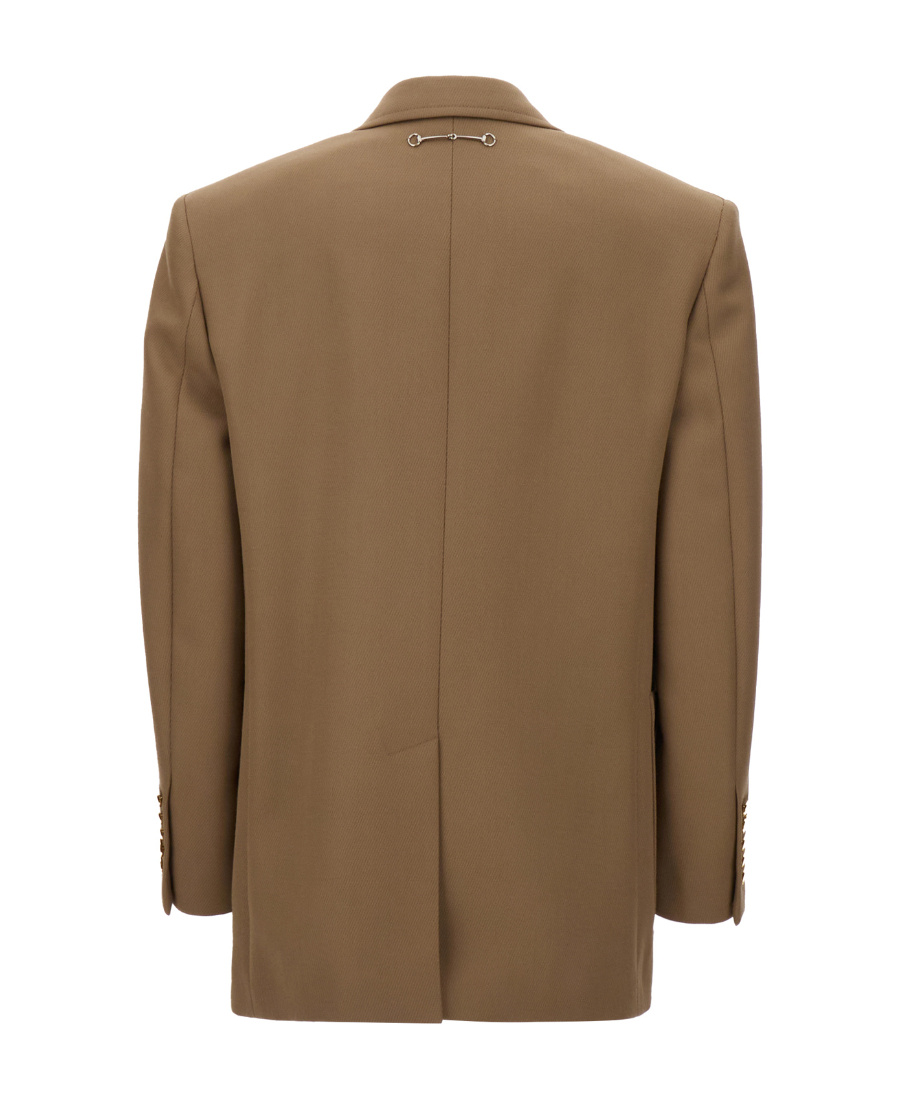 Gucci Oversized Wool Blazer With Back Clamp Detail In Brown