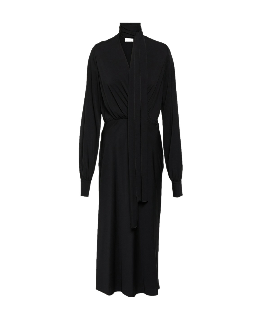 SPORTMAX ATTACHED-SCARF SILK-BLEND MIDI DRESS