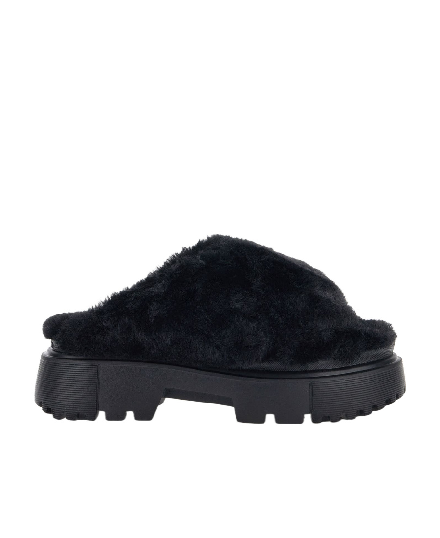 Hogan Open Toe Slip On Sandals In Black