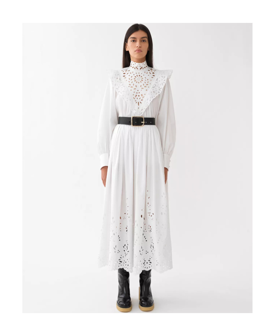 Chloé High-neck Broderie Anglaise Blouse In White